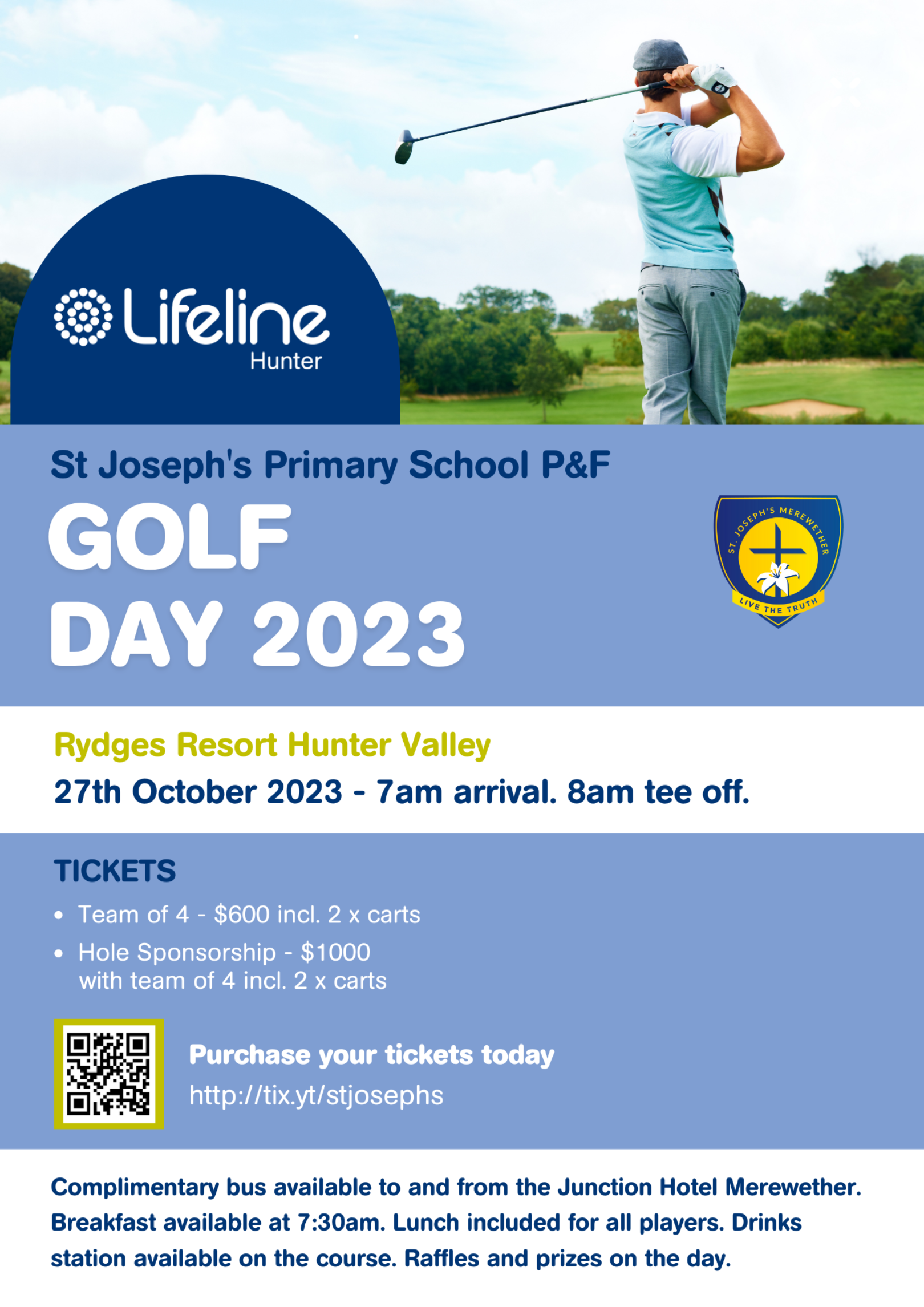 Lifeline Hunter St Josephs Golf Day Flyer 2023
